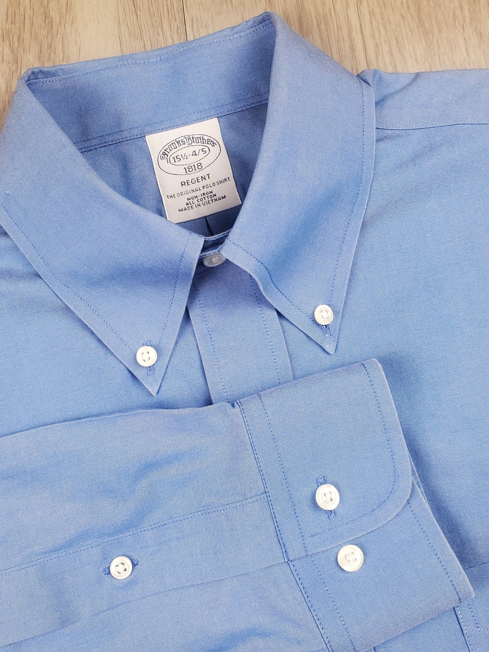 Brooks Brothers Regent Oxford Dress Shirt Button Down Mens 15.5-4/5 Blue Ls